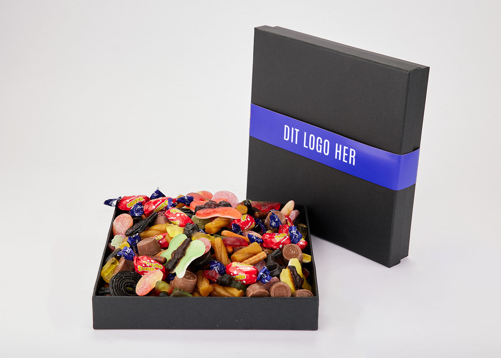 Slikbox med 800g favoritslik & eget logo (Minimum 25 stk.)