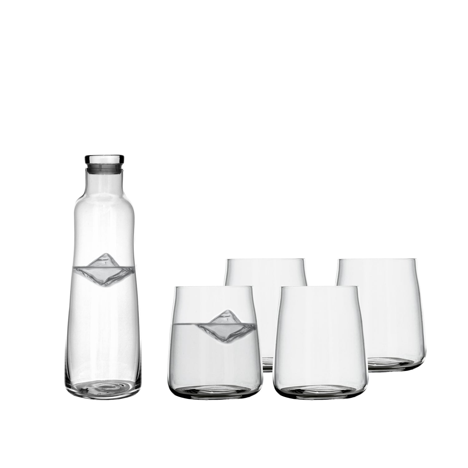 Lyngby Glas karaffelsæt Zero m. 4 stk vandglas og karaffel