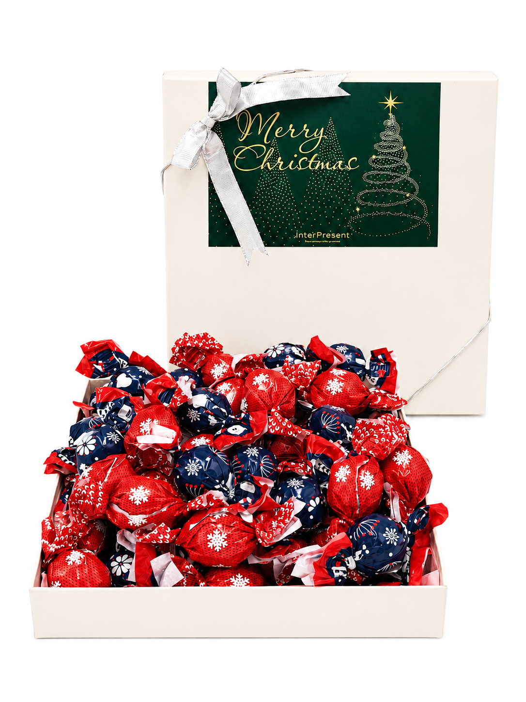 Hvid æske med julechokolade 600g