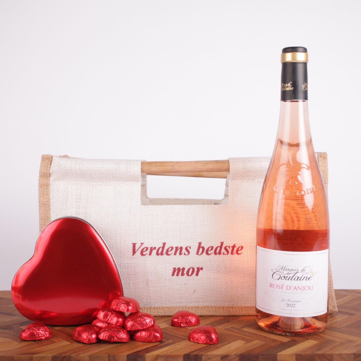 Mors dags gave - Rosé og chokolade hjerter