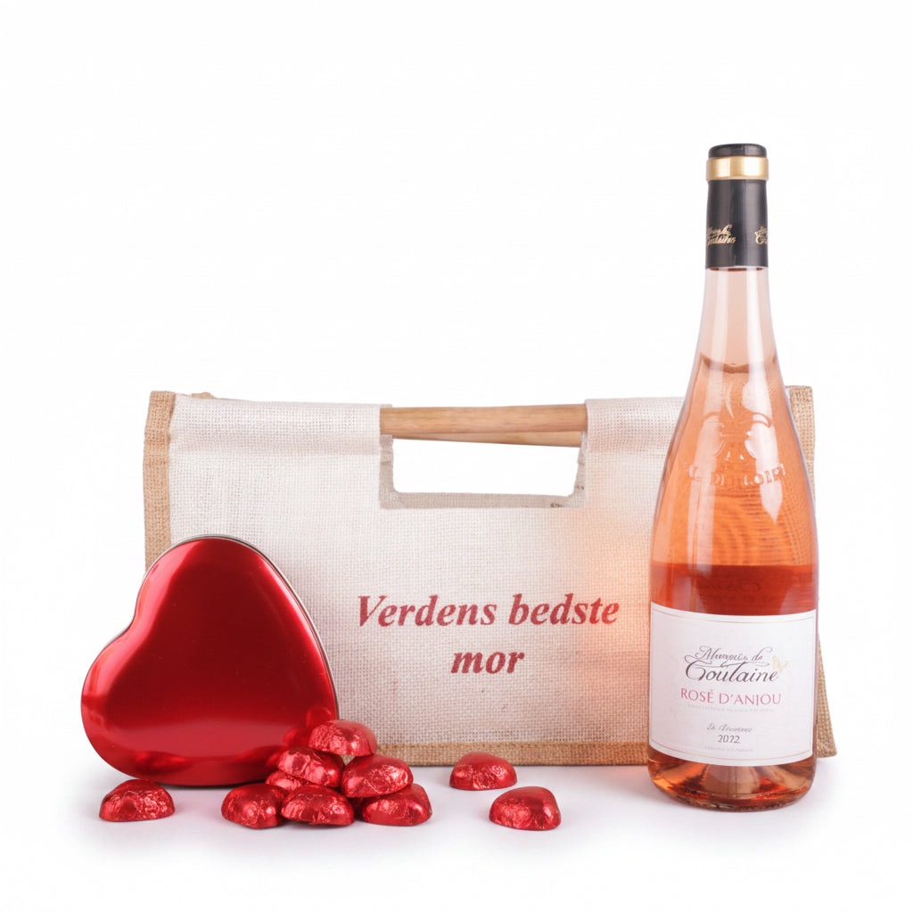 Mors dags gave - Rosé og chokolade hjerter