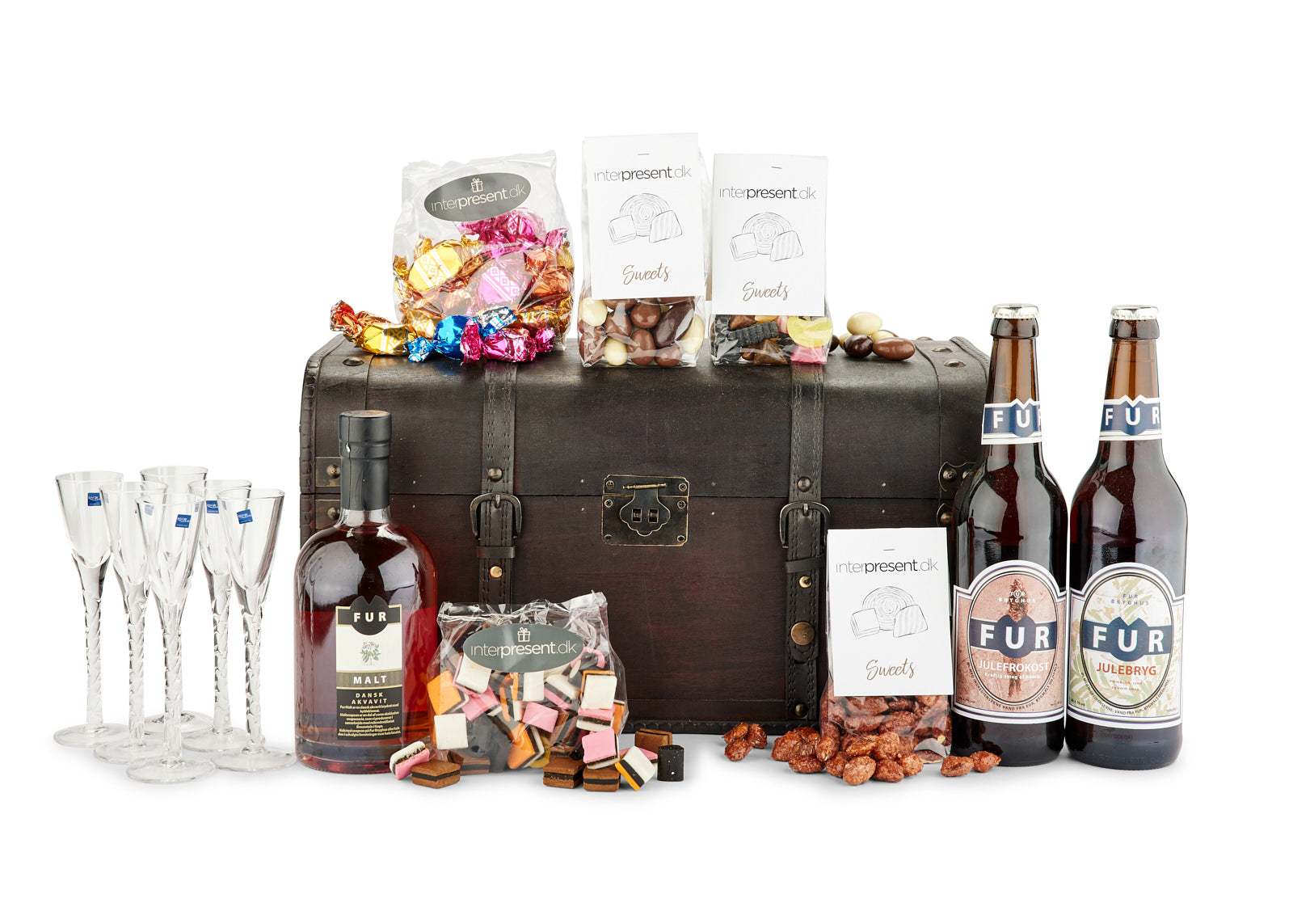 Kiste med øl og snaps