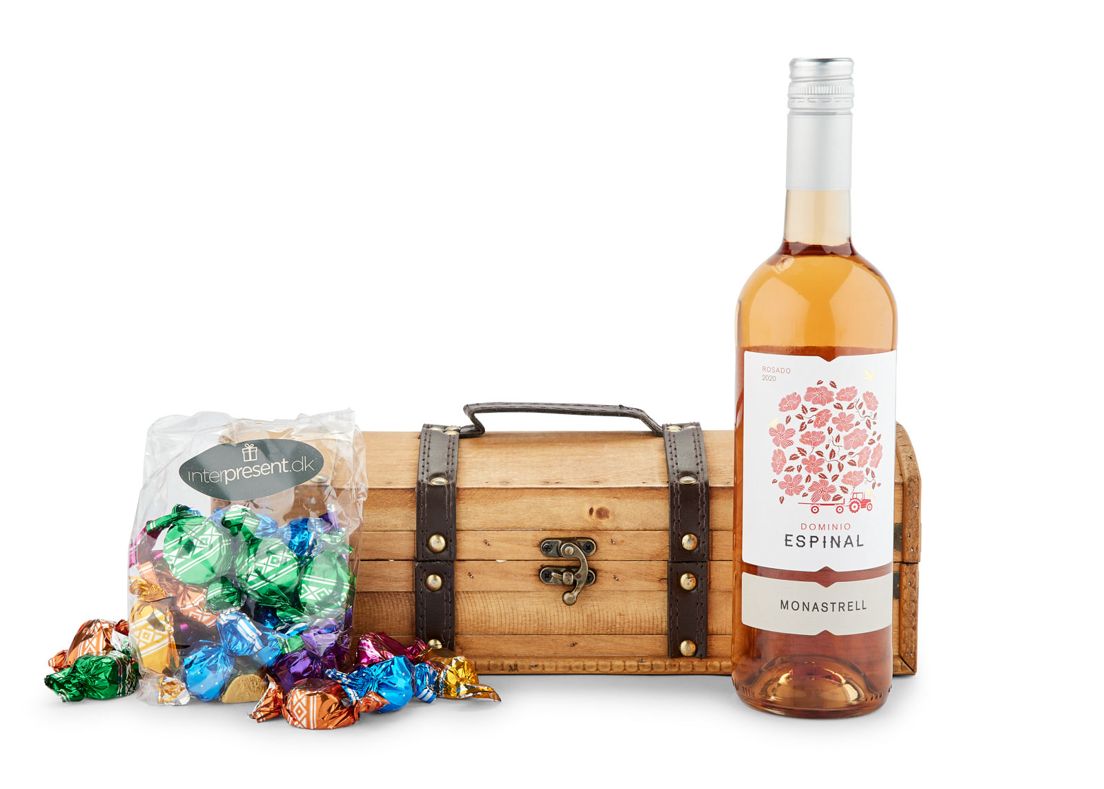 Spansk rosé & chokolade i trækiste