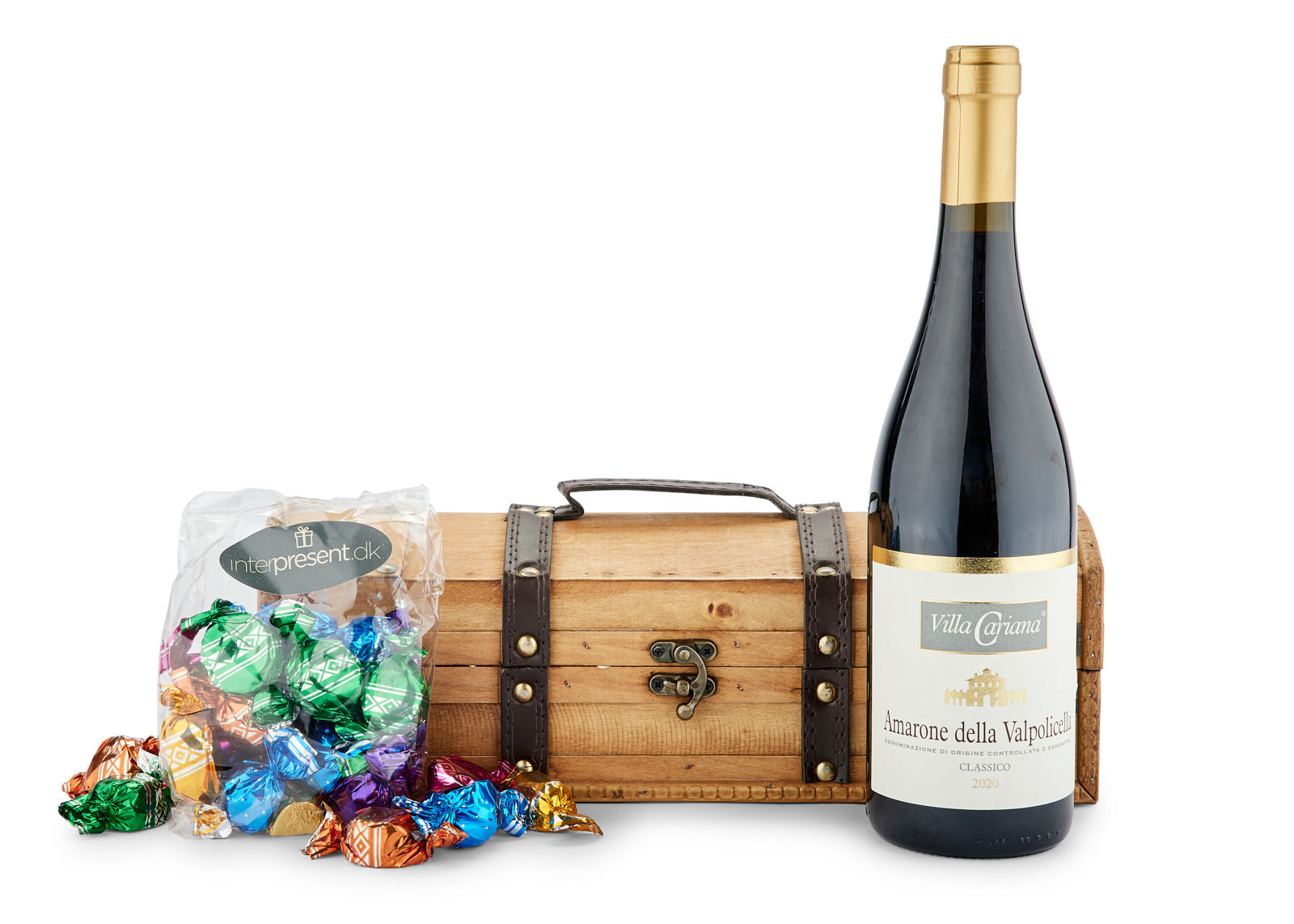 Italiensk amarone & chokolade i trækiste