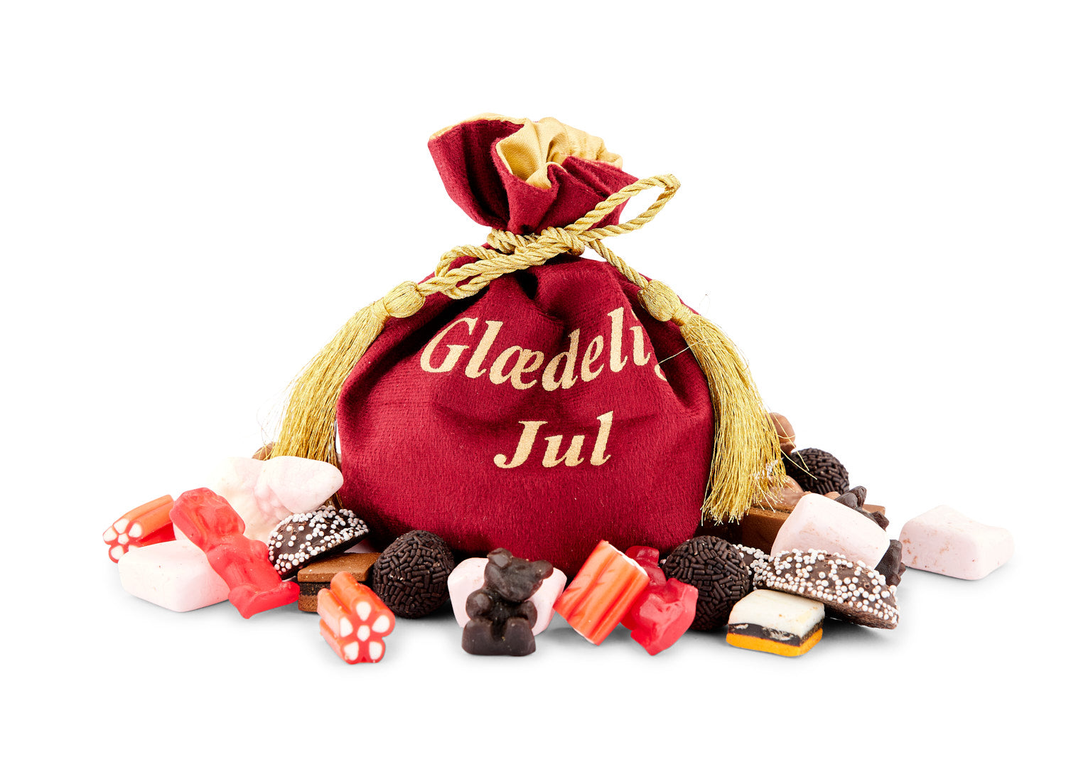 Glædelig Jul Rød Velour Juleslik 250g