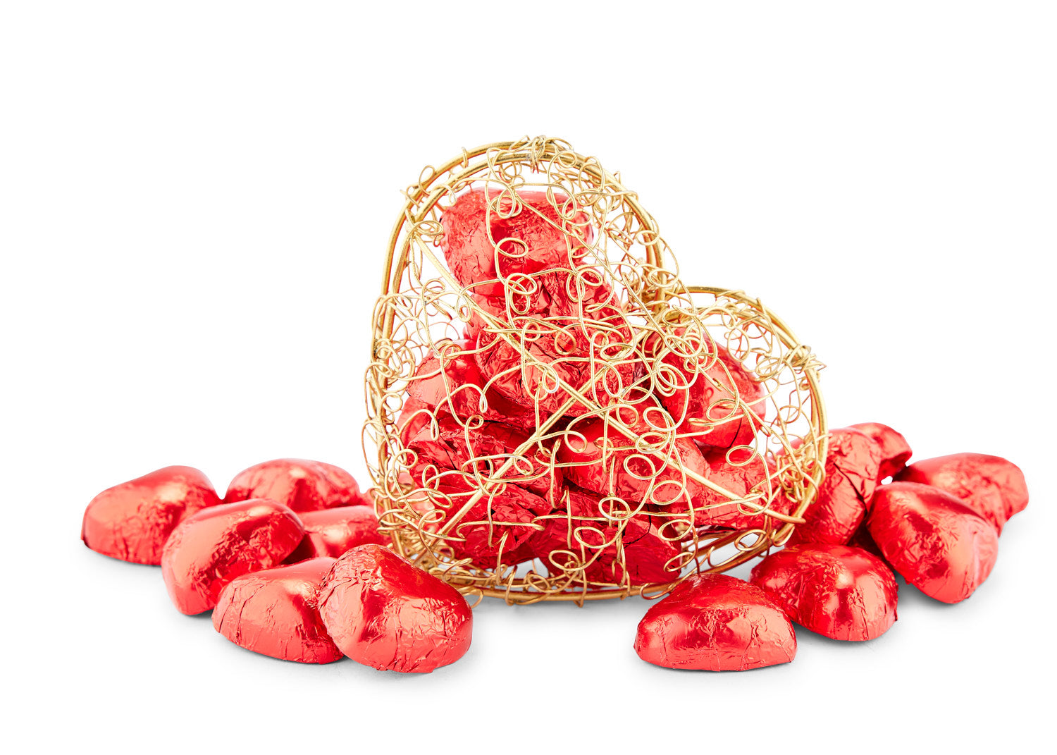 Guldhjerte med 120g Italiensk chokoladehjerter