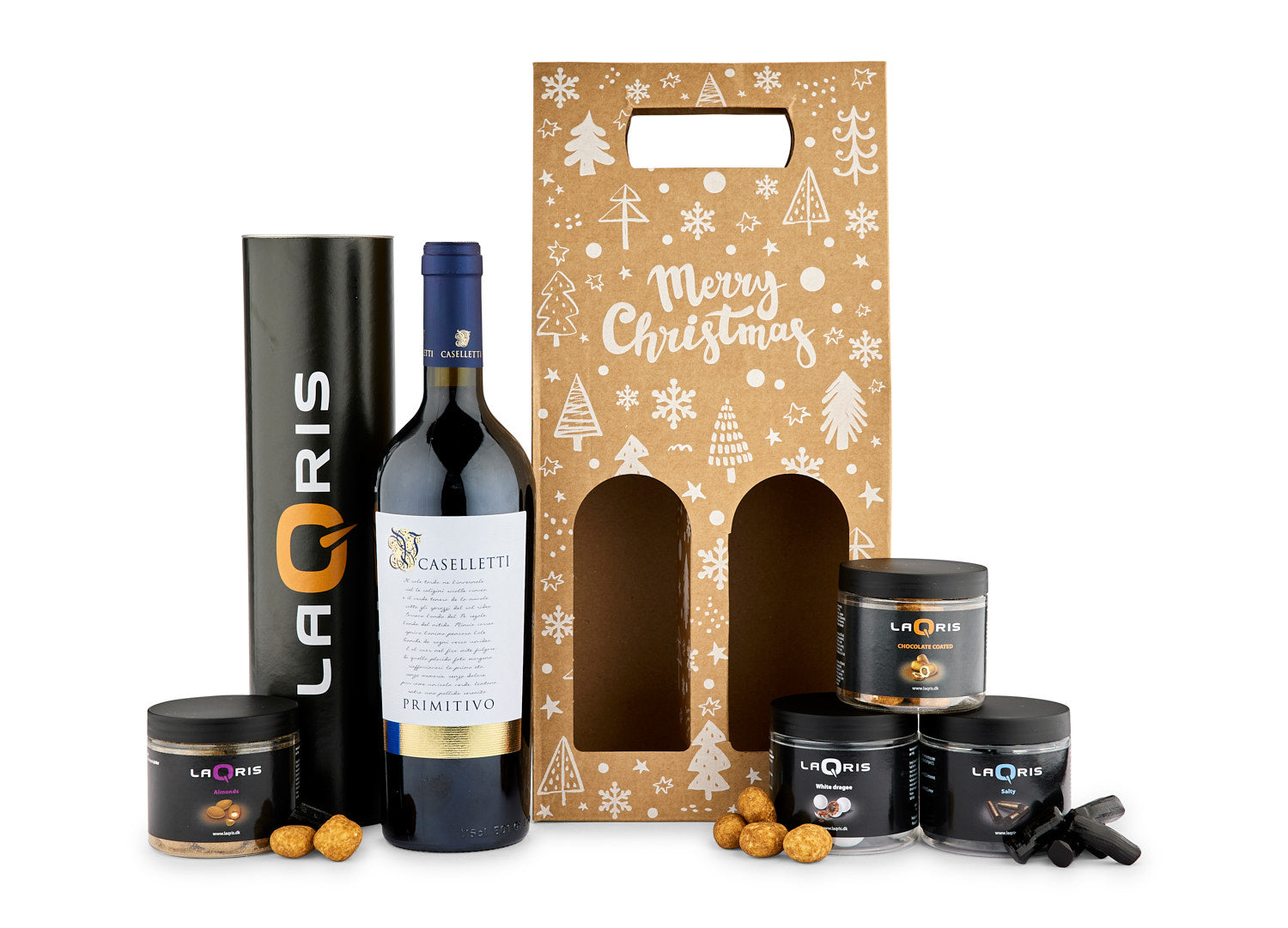 Rødvin & LaQris i julegaveæske