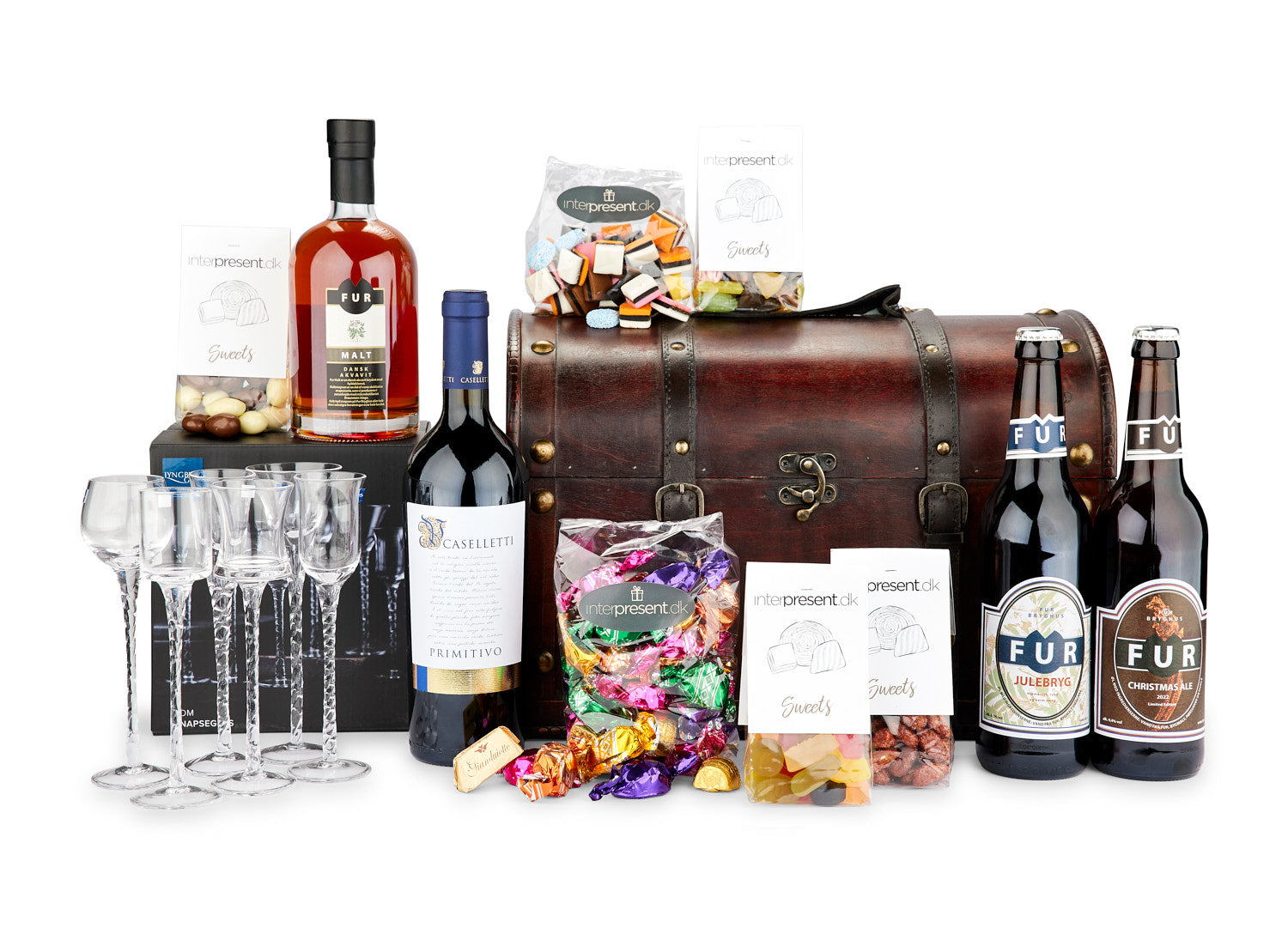 Den store kiste med snaps, øl og vin