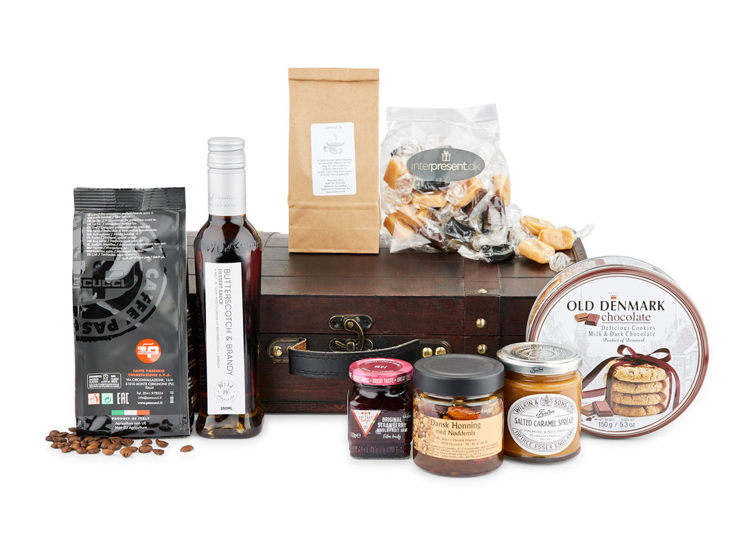 Trækiste med kaffe, te & søde lækkerier