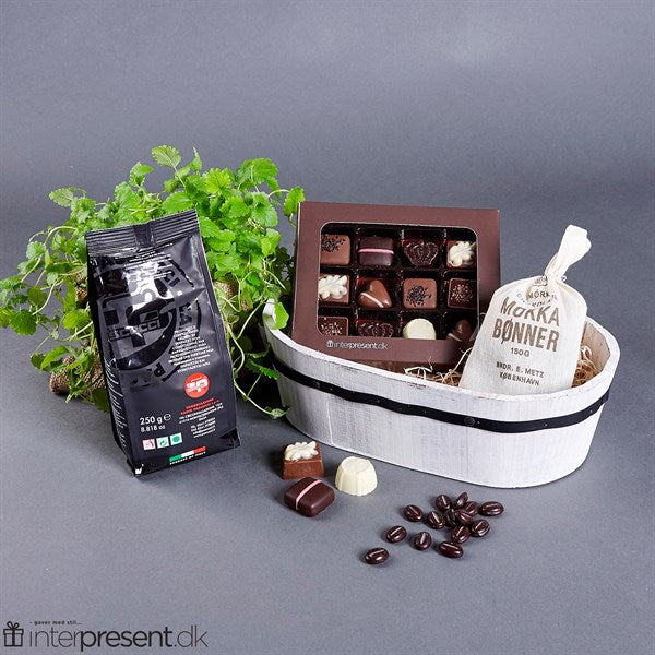 Hvid balje m/ kaffe, chokolade og mokka