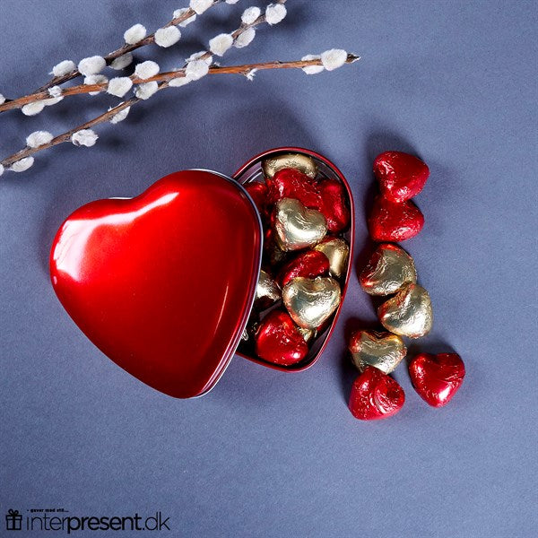 Tinhjerte m/ chokoladehjerter