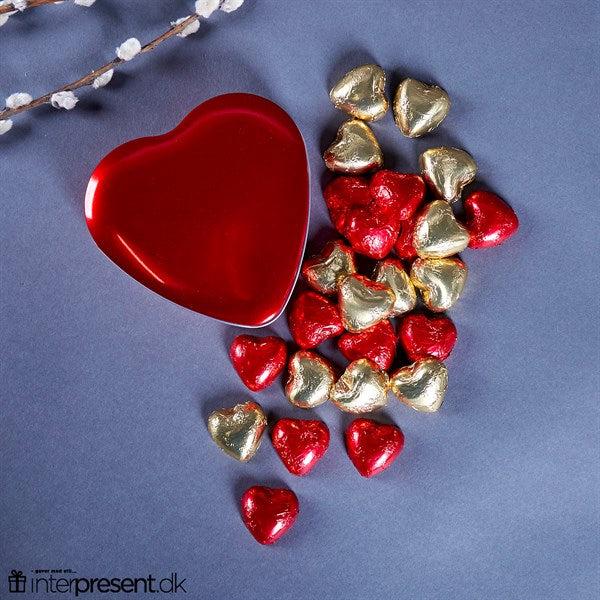 Tinhjerte m/ chokoladehjerter