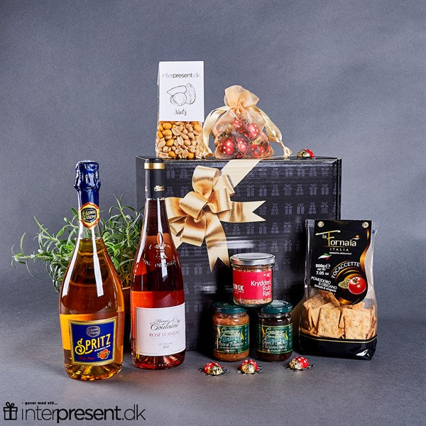 Gaveæske med snacks, Rosé og Spritz
