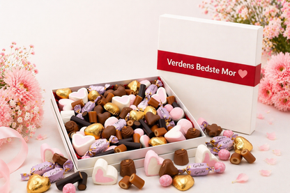 Gaveæske hvid med Mors dag mix 800g