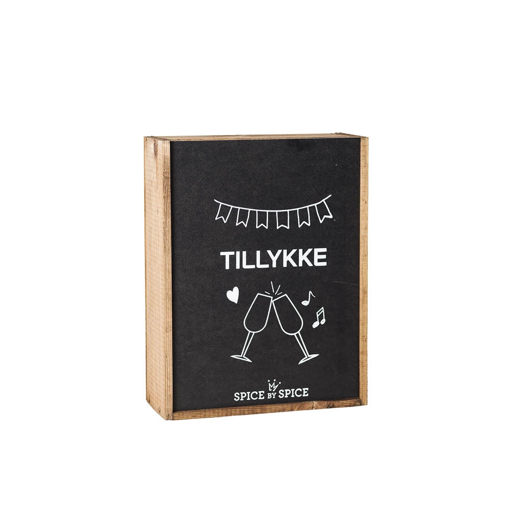Tillykke gaveæske i trææske