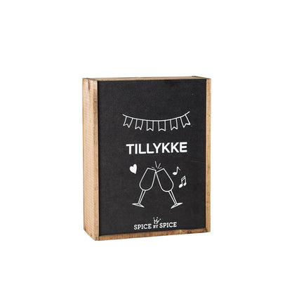 Tillykke gaveæske i trææske