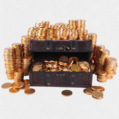 Skattekiste med chokolade guldmønter 650 g