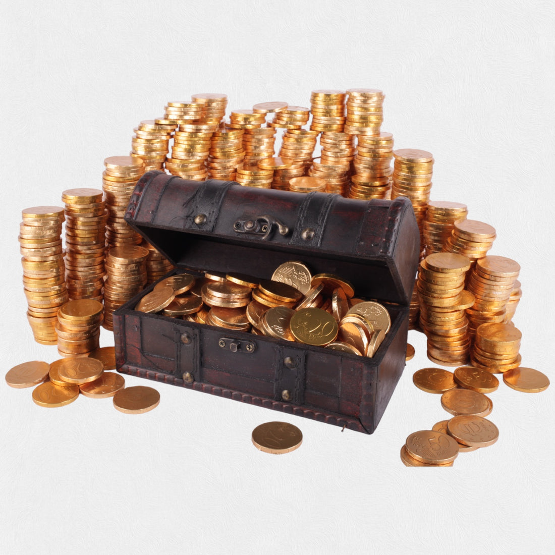Skattekiste med chokolade guldmønter 650 g