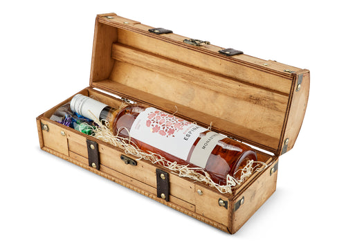 Spansk rosé & chokolade i trækiste