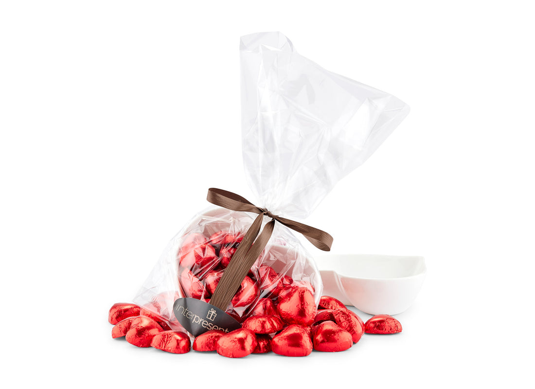 Hjerteskål m. 150g Røde Chokoladehjerter