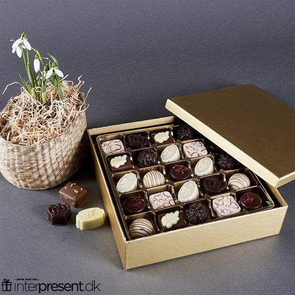 Belgisk chokolade i guldæske - 50 stk.