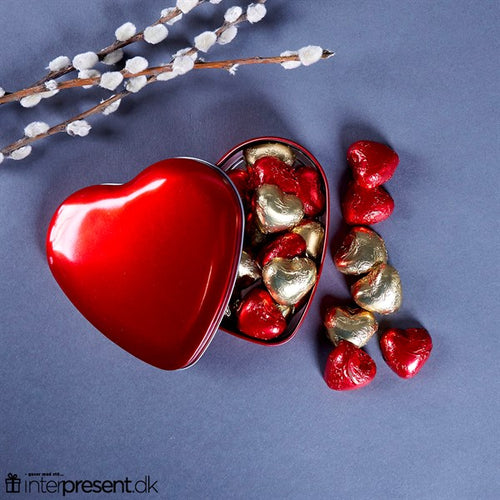 Tinhjerte m/ chokoladehjerter